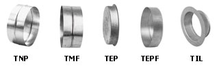 Kruhová spojka:TNP - vnútorná spojkaTMF - vonkajšia spojkaTIL - kanálový nadstavecTEPF - koncový kryt na tvarovku TEP - koncový kus do rúry